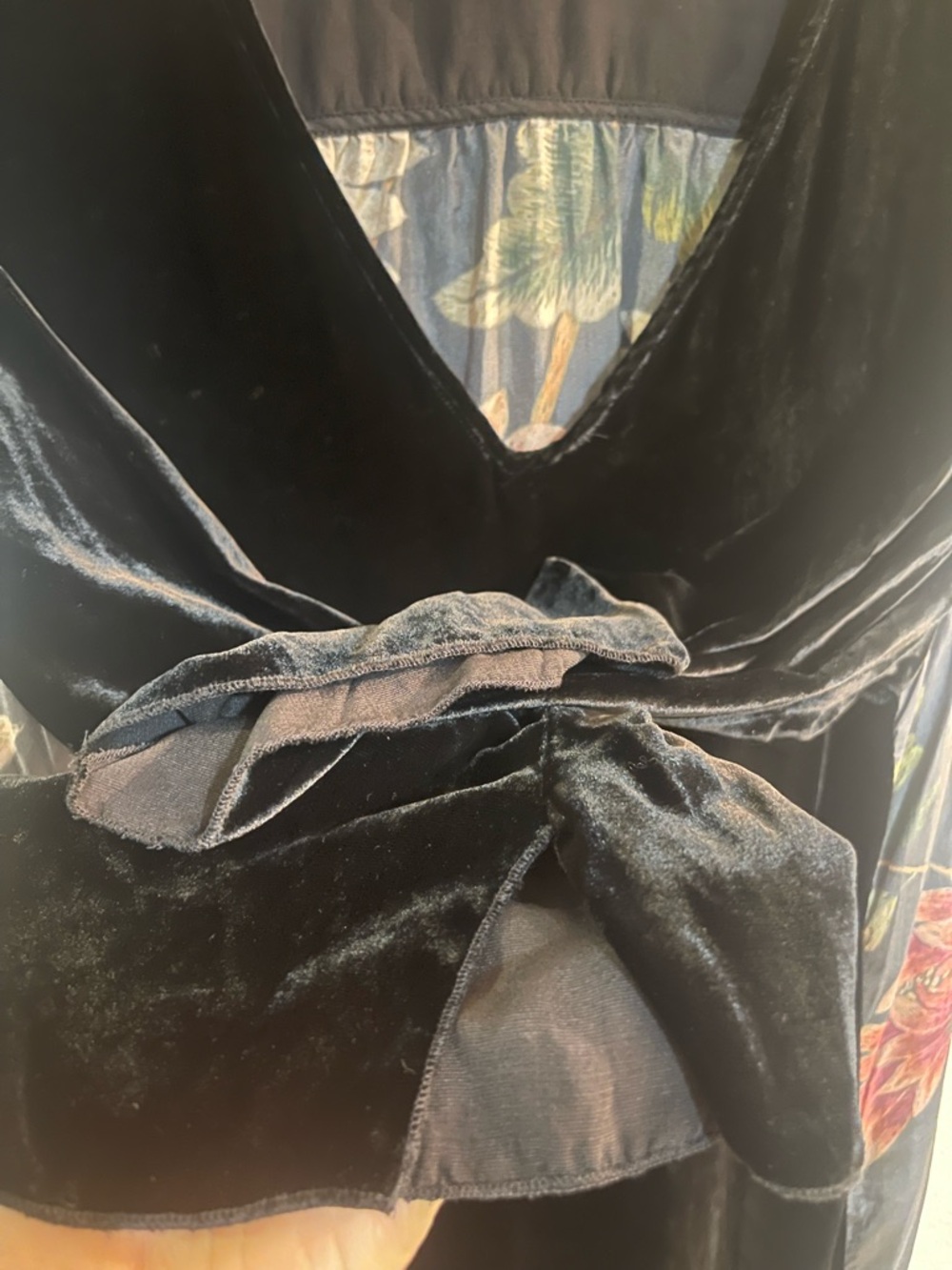 JWLA Johnny Was Mixed Media 3/4 Sleeve black  Velvet Front Silk Back dress Sz XL - Picture 8 of 9